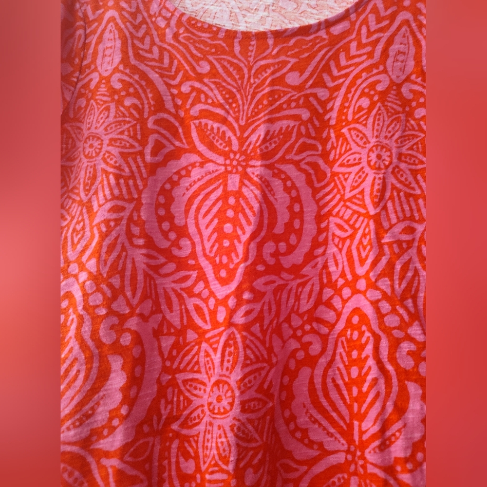 Rachel Zoe Womens Pink Floral Linen Short Sleeve Shirt Size Medium - Picture 2 of 4